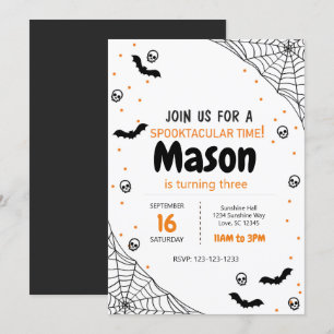 Spider Web Halloween Birthday Invite