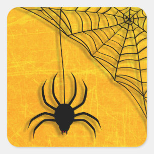 Spider Web Halloween Black and Orange Stickers