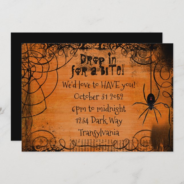 Spider Web Halloween Invitation (Front/Back)