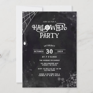 Spider Web Halloween Party Invitation