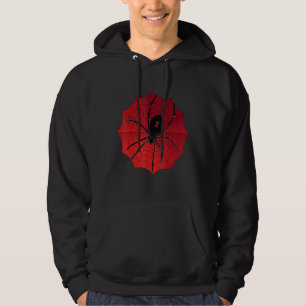 Spider Web Halloween Red Back Widow Hoodie