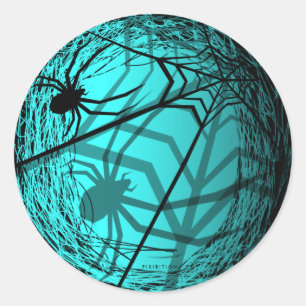 Spider Web Halloween Sticker Blue