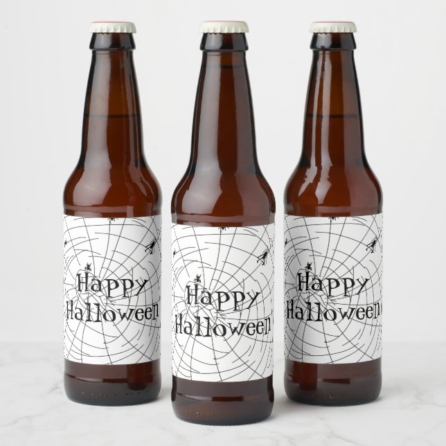 Spider Web Hand Drawn Doodles Beer Bottle Label (Bottles)