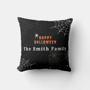 Spider Web Happy Halloween Family Personalised Cushion