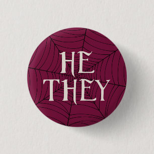 Spider Web He They Pronouns in  3 Cm Round Badge