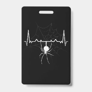 Spider Web Heartbeat Cobweb Spider Gift ID Badge