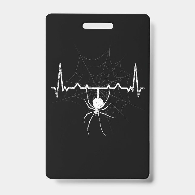 Spider Web Heartbeat Cobweb Spider Gift ID Badge (Front)