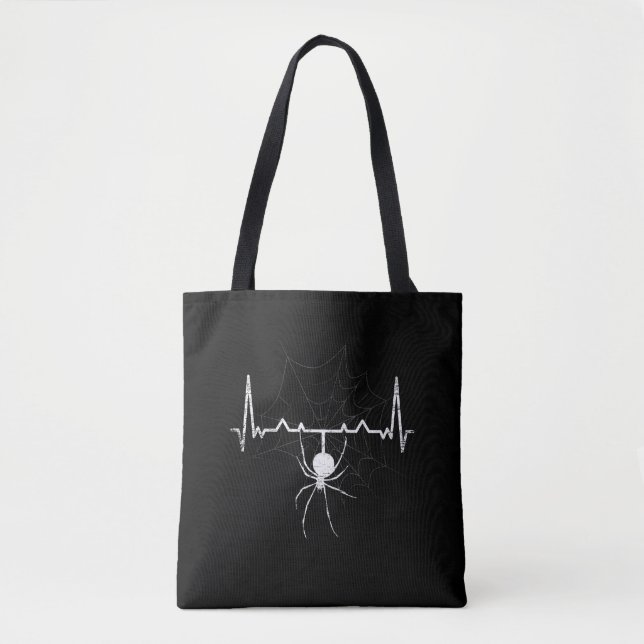 Spider Web Heartbeat Cobweb Spider Gift Tote Bag (Front)