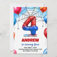 Spider Web Hero Red Blue Balloon Birthday