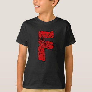 Spider Web Initial Letter F Halloween Cosplay Idea T-Shirt