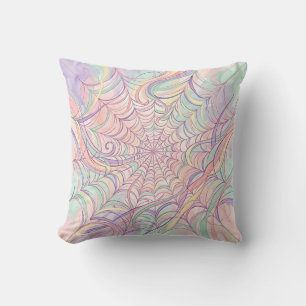 Spider Web Lace Throw Pillow – Pastel Soft Ink