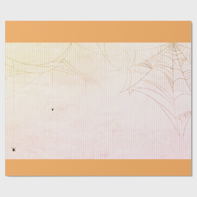SPIDER WEB ORANGE HALLOWEEN Wrapping Paper (Flat)