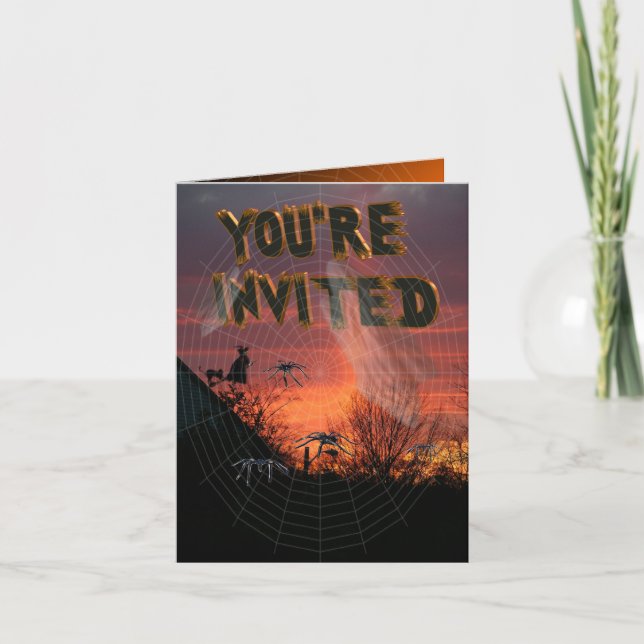 Spider Web Party Invitation Card (Front)