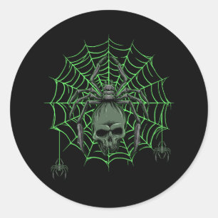 Spider Web Skull Horror Halloween Costume Spiderwe Classic Round Sticker