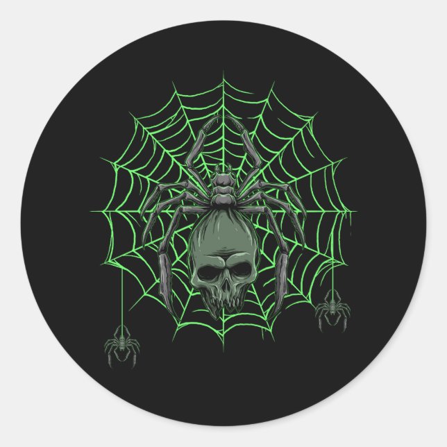 Spider Web Skull Horror Halloween Costume Spiderwe Classic Round Sticker (Front)