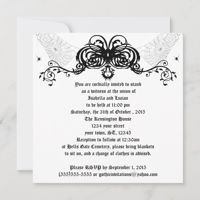 Spider Web Vines Goth Wedding Invitation (Front)