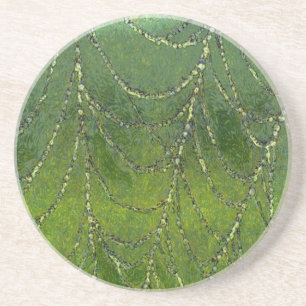 Spider Web With Dew Droplets Abstract Art Coaster