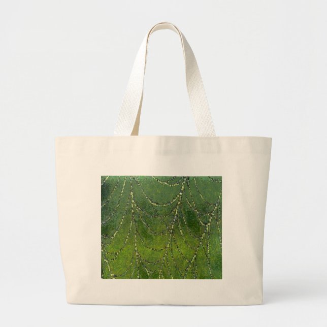 Spider Web With Dew Droplets Abstract Art Large Tote Bag (Front)