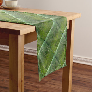 Spider Web With Dew Droplets Abstract Art Short Table Runner