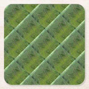 Spider Web With Dew Droplets Abstract Art Square Paper Coaster