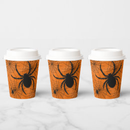 Spider Web with Spiders Halloween Paper Cup