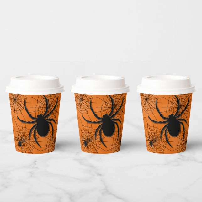 Spider Web with Spiders Halloween Paper Cup (Multi)