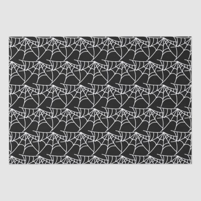 Spider Webs Halloween Black Pattern Spooky Tissue Paper (Front)