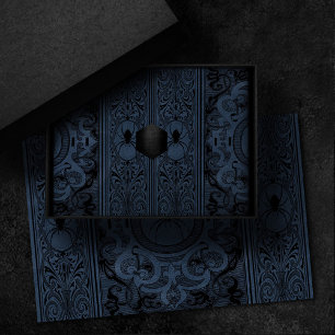 Spider Witch   Dusty Slate Blue Spiderweb Flourish Tissue Paper