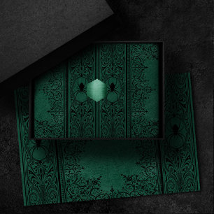 Spider Witch   Emerald Green Spiderweb Flourish Tissue Paper