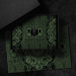 Spider Witch   Sage Green Spiderweb Flourish Tissue Paper