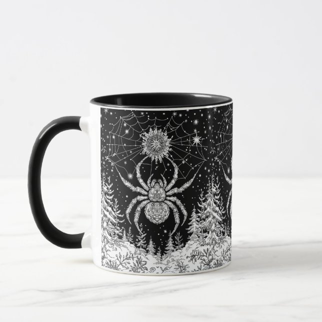 Spider with Mandala net of magical stars Mug (Left)