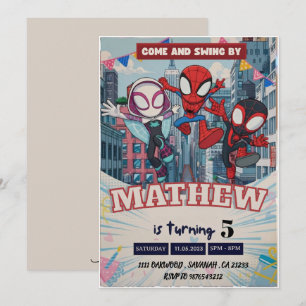 Spiderman Theme Birthday Superhero Spider Party fo Invitation