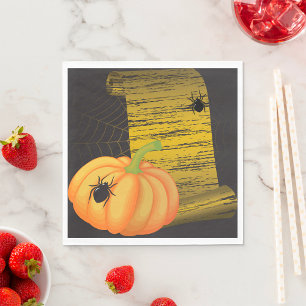 Spiders And Pumpkin Napkin