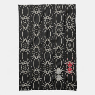 Spiders - Bat Black and Bone White Tea Towel