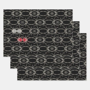 Spiders - Bat Black and Bone White Wrapping Paper Sheet