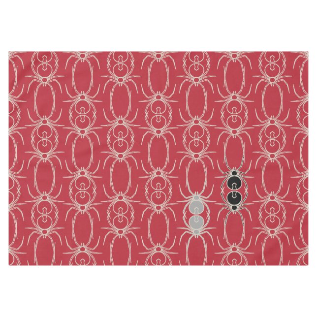 Spiders - Blood Red and Bone White Tablecloth (Front (Horizontal))