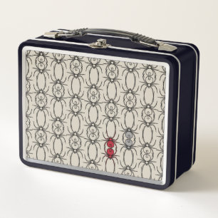 Spiders - Bone White and Bat Black Metal Lunch Box