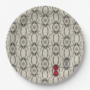 Spiders - Bone White and Bat Black Paper Plate