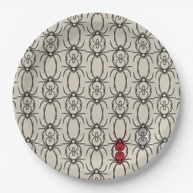 Spiders - Bone White and Bat Black  Paper Plate (Front)