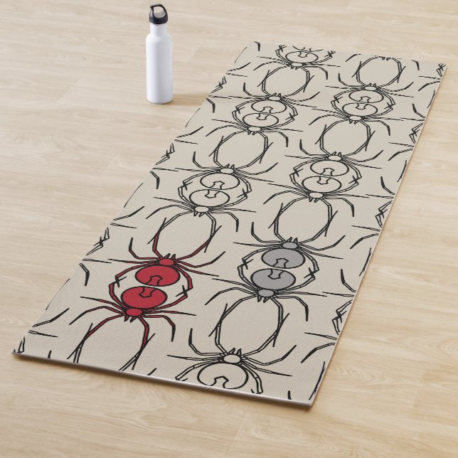 Spiders - Bone White and Bat Black Yoga Mat (In Situ)