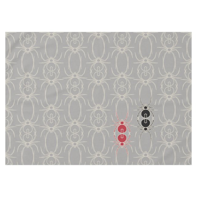 Spiders - Ghost Grey and Bone White Tablecloth (Front (Horizontal))