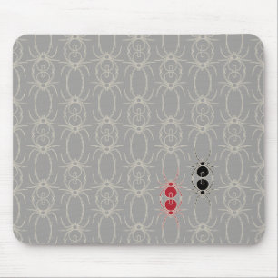 Spiders - Ghost Grey and Bone White Throw Pillow Mouse Mat