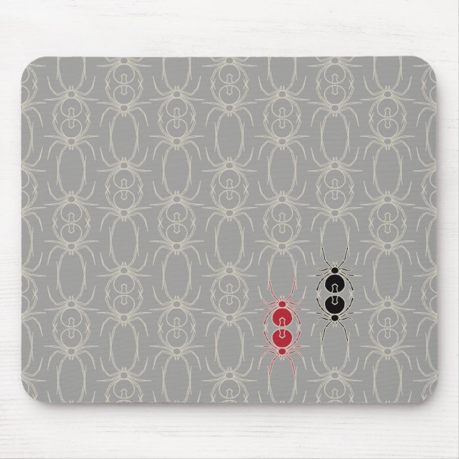 Spiders - Ghost Grey and Bone White Throw Pillow Mouse Mat (Front)