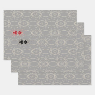 Spiders - Ghost Grey and Bone White Wrapping Paper Sheet