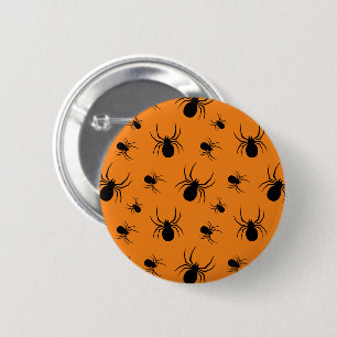 Spiders Halloween pattern Black and Orange 6 Cm Round Badge