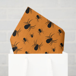 Spiders Halloween pattern Black and Orange Tissue Paper