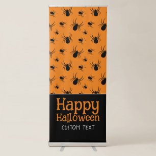 Spiders Happy Halloween Party Black Orange Custom Retractable Banner