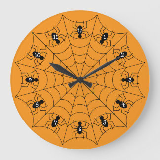 Spiders on a Web Clock in Orange