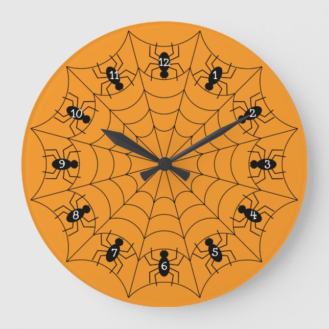 Spiders on a Web Clock in Orange (Front)