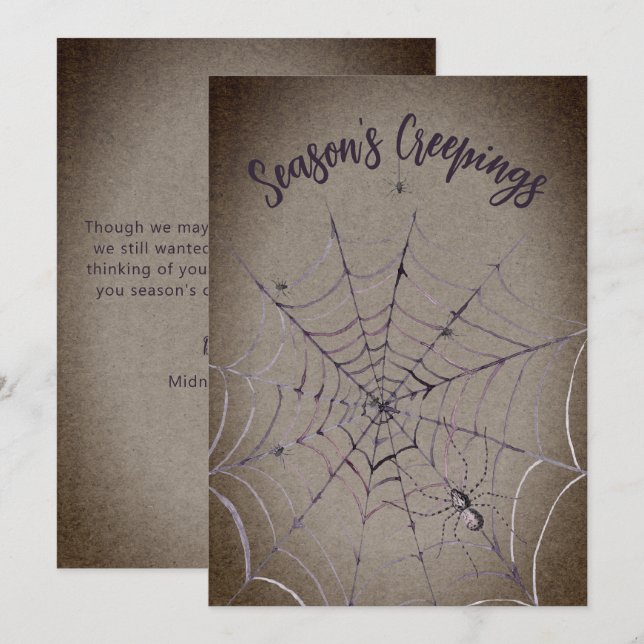 Spiders on Spider Web Christmas Holiday Card (Front/Back)